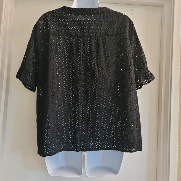 Madewell black eyelet ruffle sleeve shirt - Picture 6 of 7